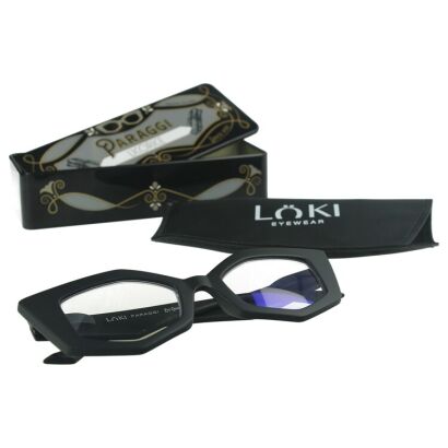 Korekcyjne okulary do czytania i komputera Blue Block ITALY Loki Paraggi Black +3.5