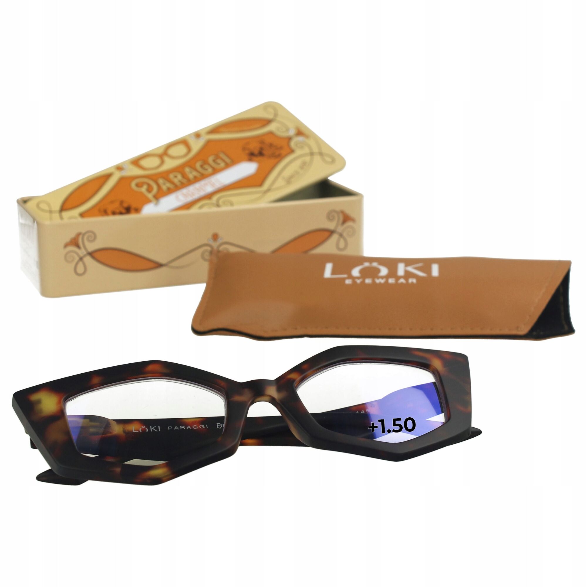 Korekcyjne okulary do czytania i komputera Blue Block ITALY Loki Paraggi Tortoise +1.5 - 2