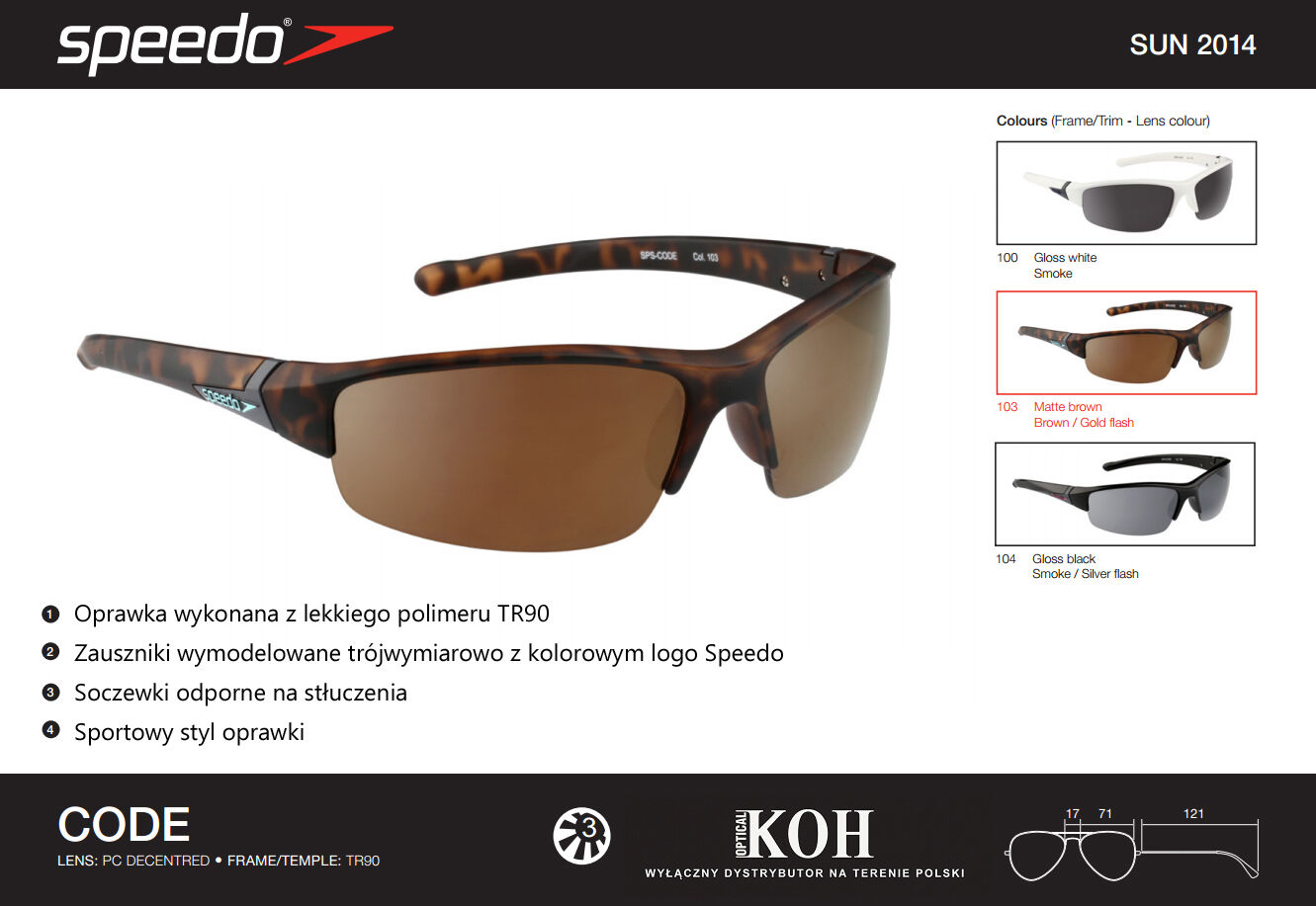 SPEEDO CODE 100 Okulary Sportowe Przeciwsłoneczne - 3
