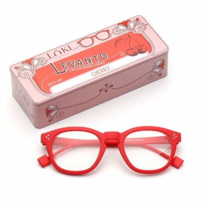 Korekcyjne okulary do czytania i komputera Blue Block ITALY Loki Levanto Solid Red +3.5