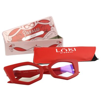 Korekcyjne okulary do czytania i komputera Blue Block ITALY Loki Paraggi Red +1.0