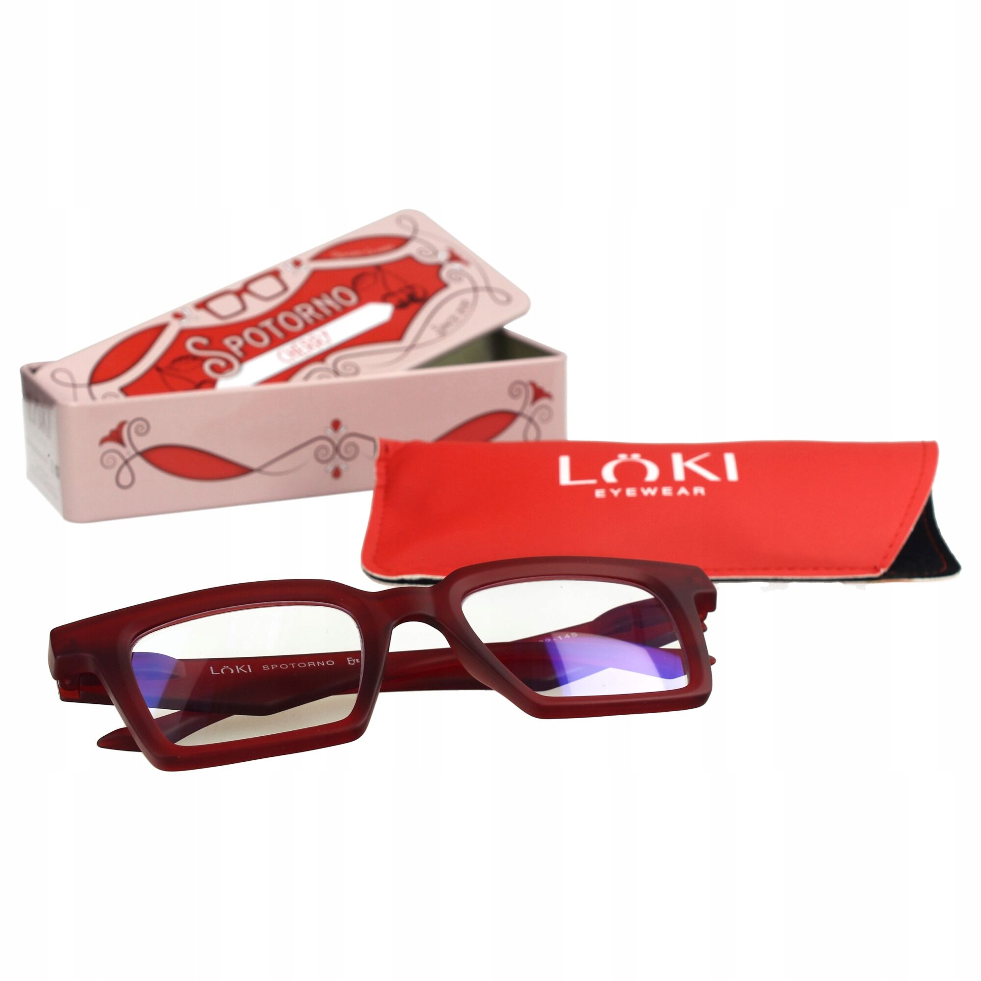Korekcyjne okulary do czytania i komputera Blue Block ITALY Loki Spotorno Red +3.5 - 3