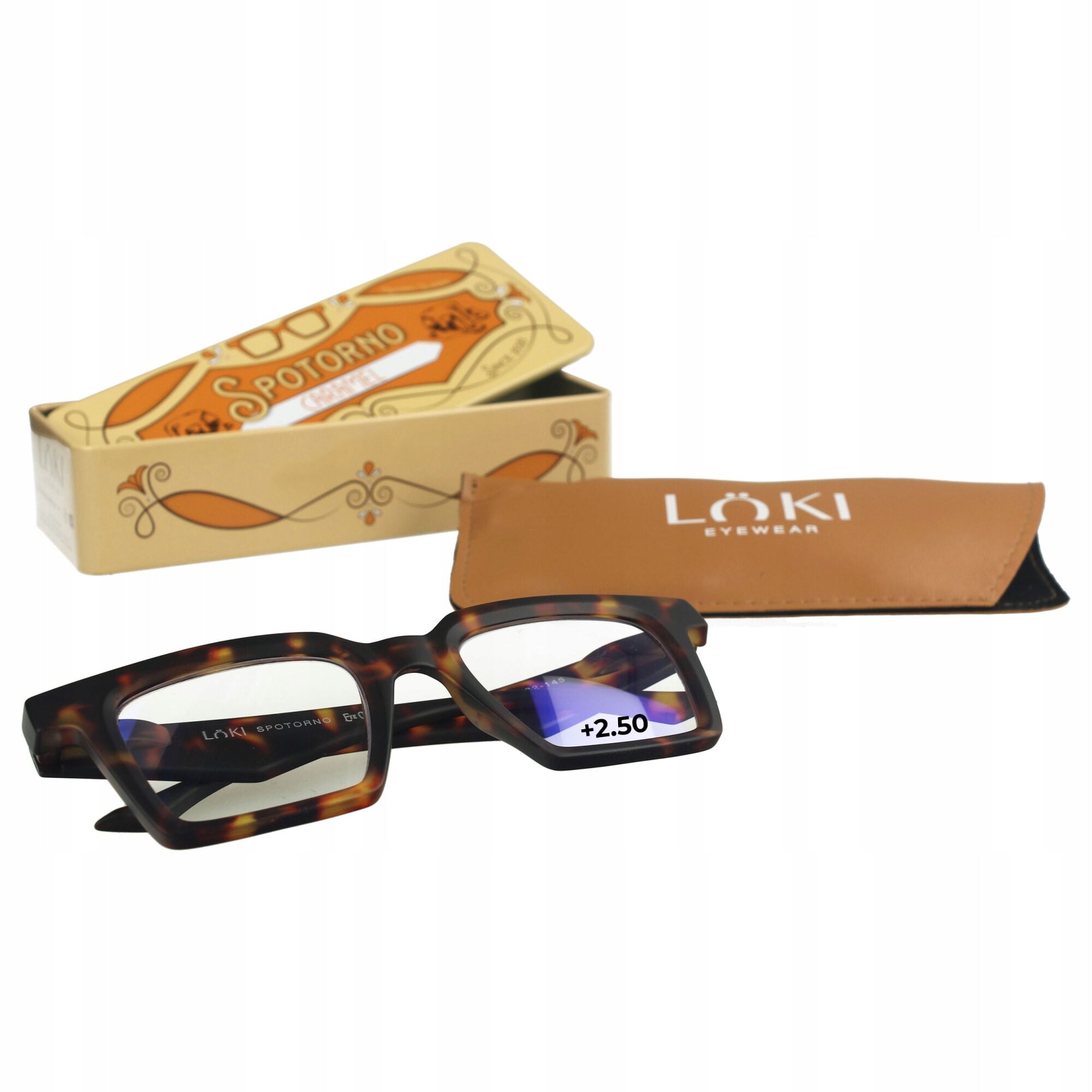 Korekcyjne okulary do czytania i komputera Blue Block ITALY Loki Spotorno Tortoise +2.5 - 2