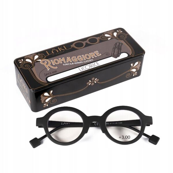 Korekcyjne okulary do czytania i komputera Blue Block ITALY Loki Riomaggiore Black +3.00 - 2