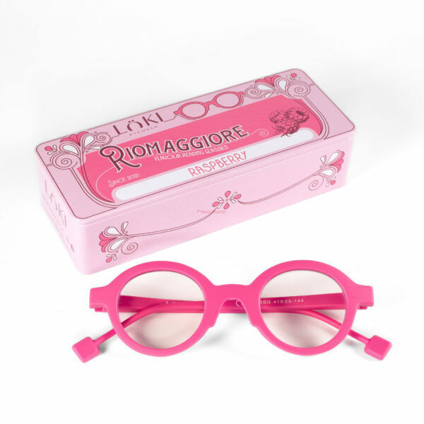 Korekcyjne okulary do czytania i komputera Blue Block ITALY Loki Riomaggiore Funny Pink +1.00