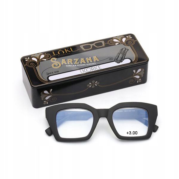 Korekcyjne okulary do czytania i komputera Blue Block ITALY Loki Sarzana Black +3.50 - 2
