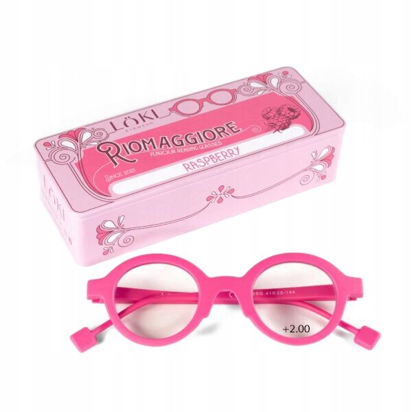 Korekcyjne okulary do czytania i komputera Blue Block ITALY Loki Riomaggiore Funny Pink +2.00 - 2