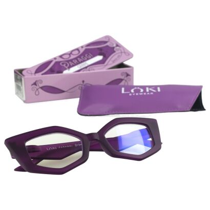 Korekcyjne okulary do czytania i komputera Blue Block ITALY Loki Paraggi Purple +1.5