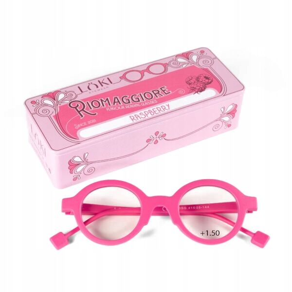 Korekcyjne okulary do czytania i komputera Blue Block ITALY Loki Riomaggiore Funny Pink +1.50 - 2
